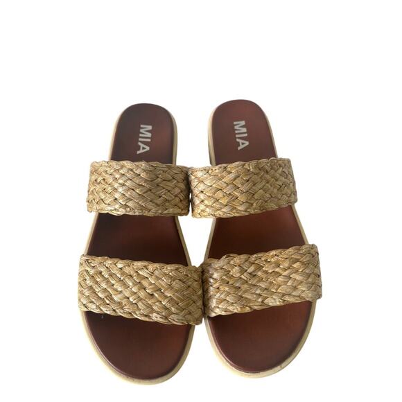 MIA Kady Platform Braided Raffia Sandals - Picture 1 of 7